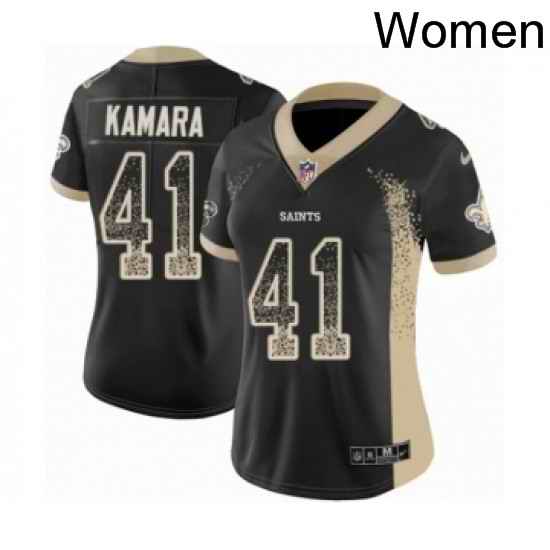 Womens Nike New Orleans Saints 41 Alvin Kamara Limited Black Rush Drift Fashion NFL Jersey